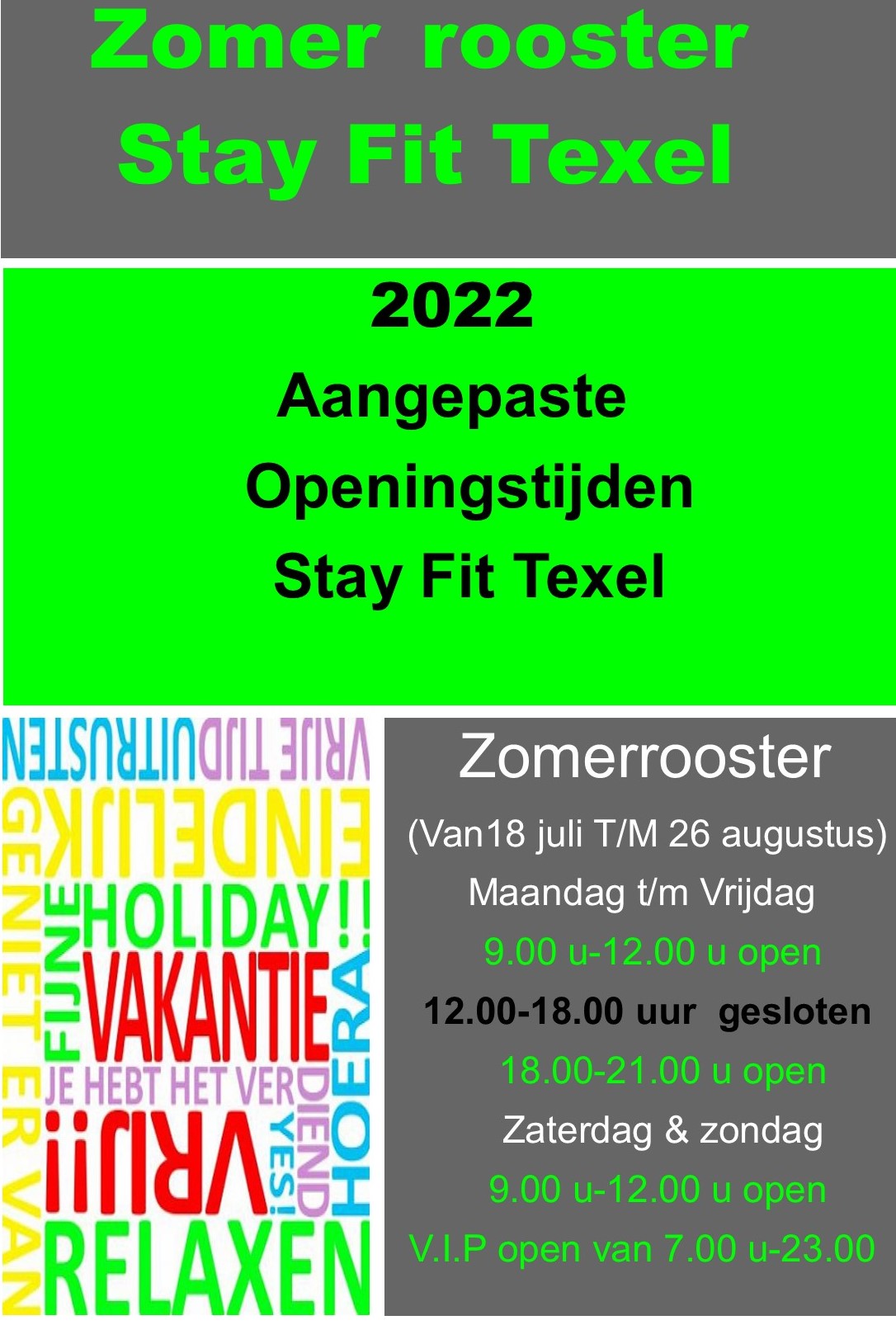 zomer openstelling